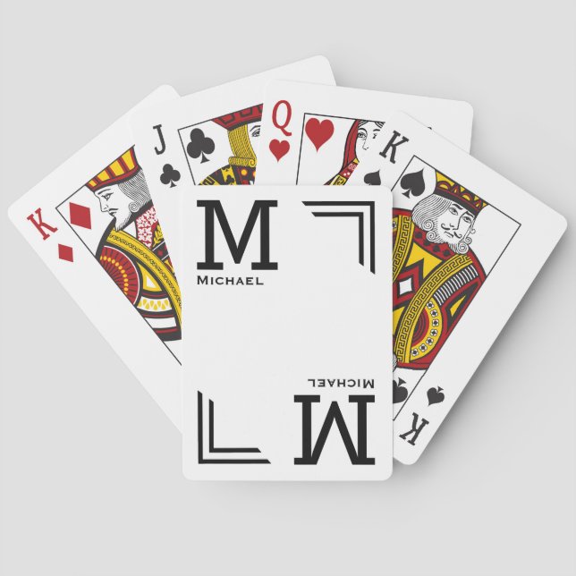 élégantes cartes à jouer blanc monogrammed (dos)