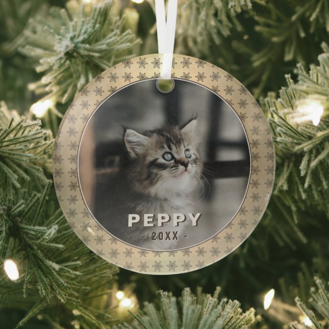 Elegantes Cat Foto Golden Snowboards Ornament Aus Glas (InSitu)