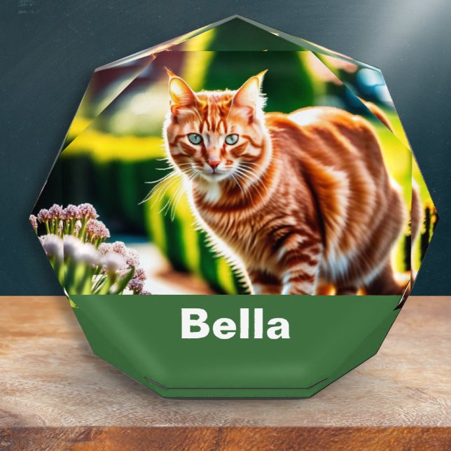 Elegantes Cat Ornament Ihr Haustier Foto (Personalize this elegant ornament with your cat's photo and name. Ideal keepsake gift for cat lovers)