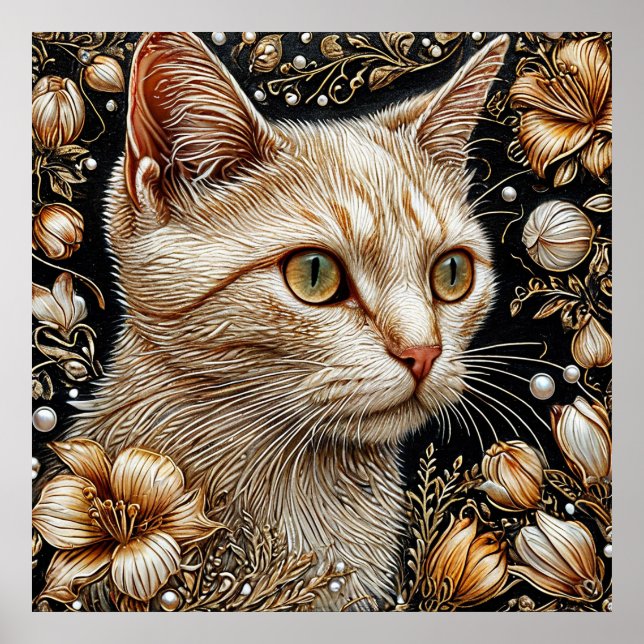 Elegantes Cat Portrait Poster (Vorne)