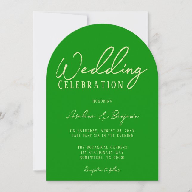 Elegantes Celery and Forest Green Foto Hochzeit Einladung (Vorderseite)
