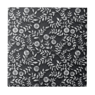 Elegantes Chalkboard Blumenmuster Fliese