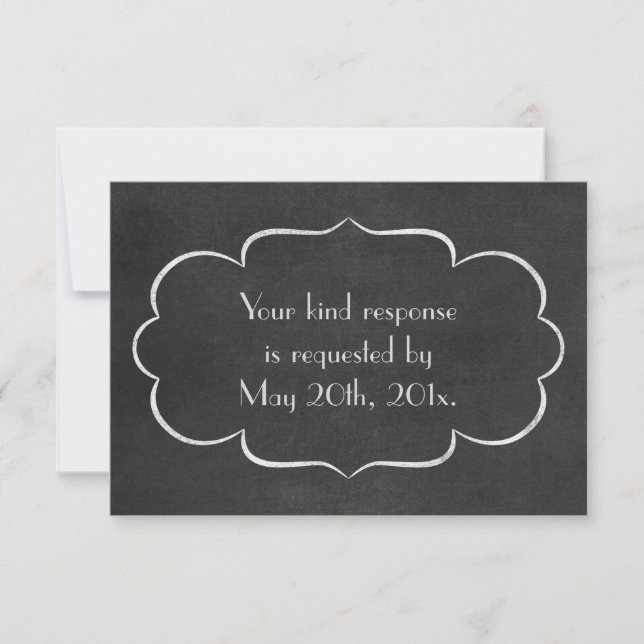Elegantes Chalkboard feierliche Hochzeit RSVP Karte (Vorderseite)
