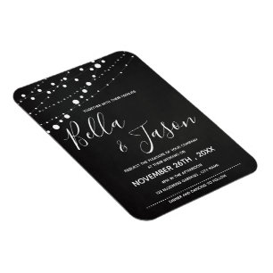 Elegantes Chalkboard mit String Lights Wedding Magnet
