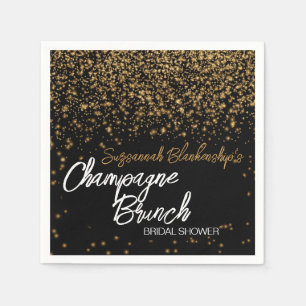 Elegantes Champagne Brunch Brautparty Gold Bokeh Serviette