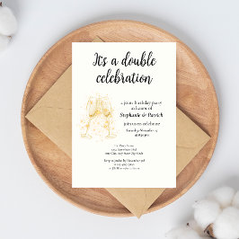 Elegantes Champagne Double Celebration Joint Party Einladung