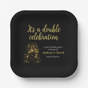 Elegantes Champagne Double Celebration Joint Party Pappteller