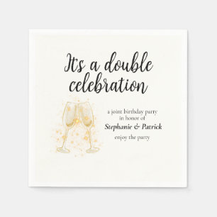 Elegantes Champagne Double Celebration Joint Party Serviette