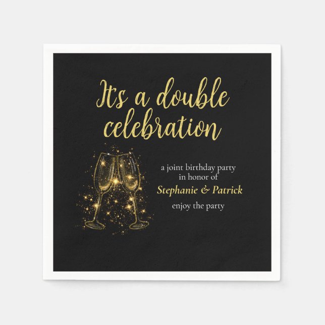 Elegantes Champagne Double Celebration Joint Party Serviette (Vorderseite)