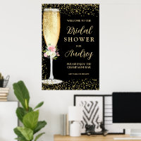 Elegantes Champagne Flute Floral Brautparty
