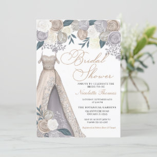 Elegantes Champagne Silver Brautparty Dress  Einladung