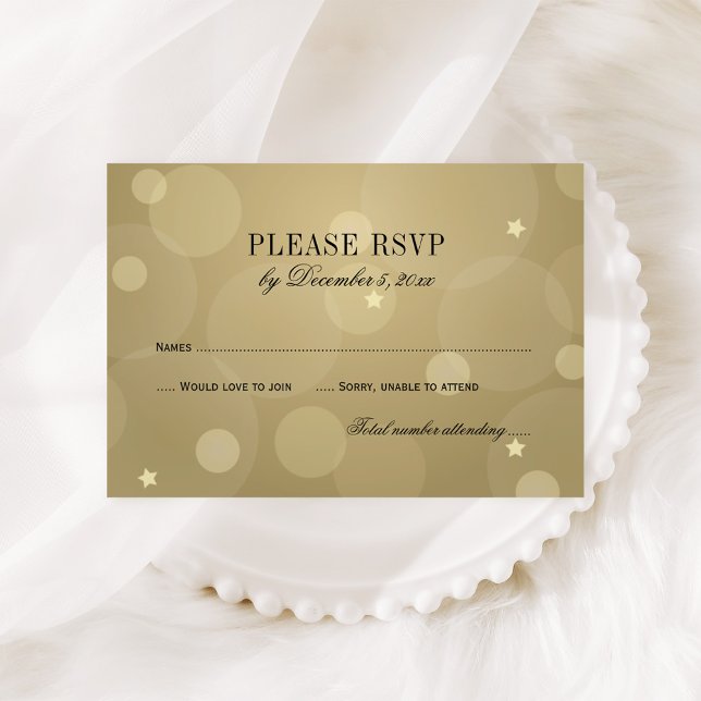 Elegantes Champagner Gold und Schwarz RSVP Karte (Von Creator hochgeladen)
