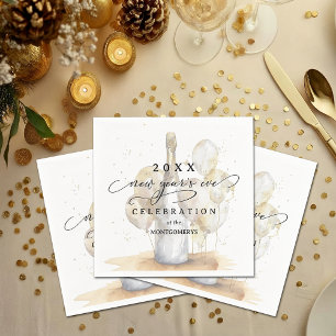 Elegantes Champagner- und Ballon-Silvester Serviette