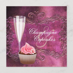 Elegantes Champagner- und Cupcake-Brautparty Einladung