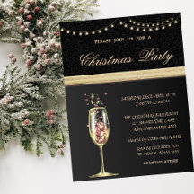 Elegantes Champagnerglass Schwarz, Weihnachts-Part