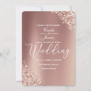 Elegantes Champagnergold Hochzeit Einladung