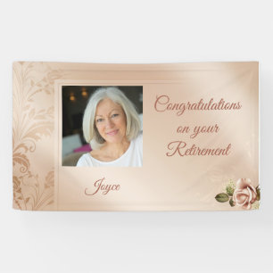 Elegantes Champaign Floral Retirement Banner