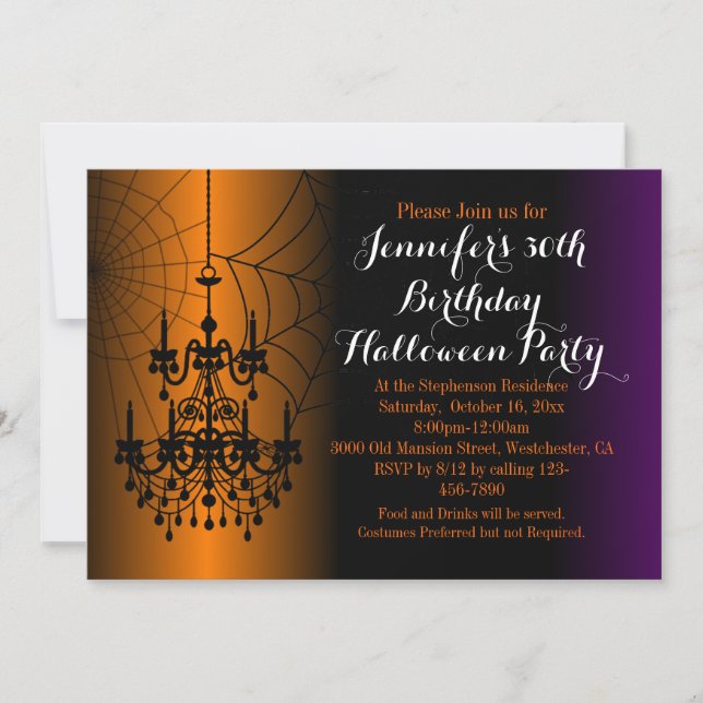 Elegantes Chandelier Birthday Halloween-Party Einladung (Vorderseite)