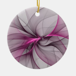 Elegantes Chaos Moderne Abstrakte Pinke Fraktal-Ku Keramik Ornament