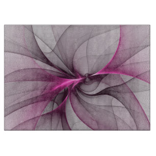 Elegantes Chaos Moderne Abstrakte Pinke Fraktal-Ku Schneidebrett