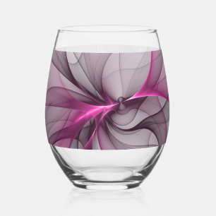 Elegantes Chaos Moderne Abstrakte Pinke Fraktal Ku Weinglas Ohne Stiel