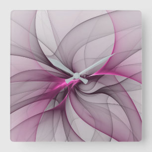Elegantes Chaos Moderne Abstrakte Pinkfarbene Frac Quadratische Wanduhr