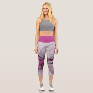 Elegantes Chaos moderne abstrakte rosa Fraktalkuns Capri Leggings
