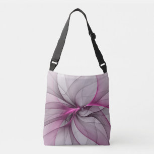 Elegantes Chaos moderne abstrakte rosa Fraktalkuns Tragetaschen Mit Langen Trägern
