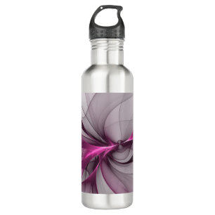Elegantes Chaos Modernes Abstraktes Rosa Fraktal K Edelstahlflasche