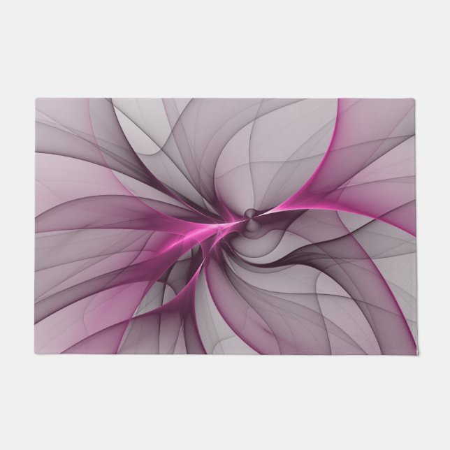 Elegantes Chaos Modernes Abstraktes Rosa Fraktal K Fußmatte (Vorderseite)