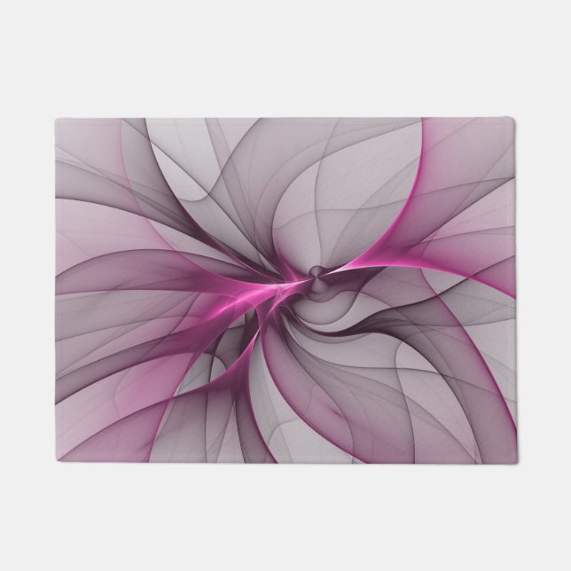Elegantes Chaos Modernes Abstraktes Rosa Fraktal K Fußmatte (Vorderseite)