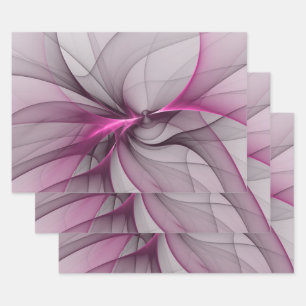 Elegantes Chaos Modernes Abstraktes Rosa Fraktal K Geschenkpapier Set