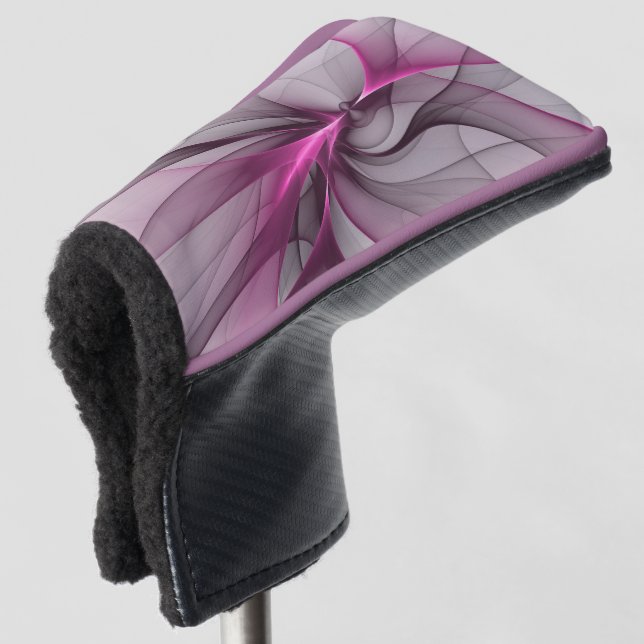 Elegantes Chaos Modernes Abstraktes Rosa Fraktal K Golf Headcover (3/4 Vorderseite)