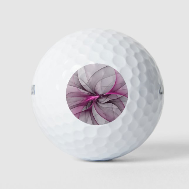 Elegantes Chaos Modernes Abstraktes Rosa Fraktal K Golfball (Vorderseite)