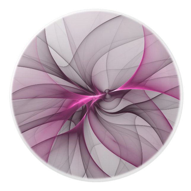 Elegantes Chaos Modernes Abstraktes Rosa Fraktal K Keramikknauf (Vorderseite)
