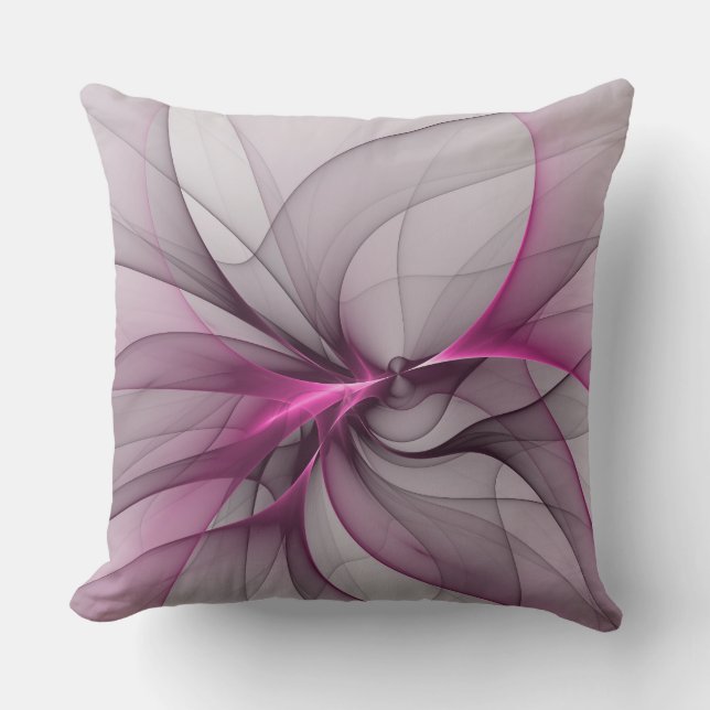 Elegantes Chaos Modernes Abstraktes Rosa Fraktal K Kissen (Vorderseite)