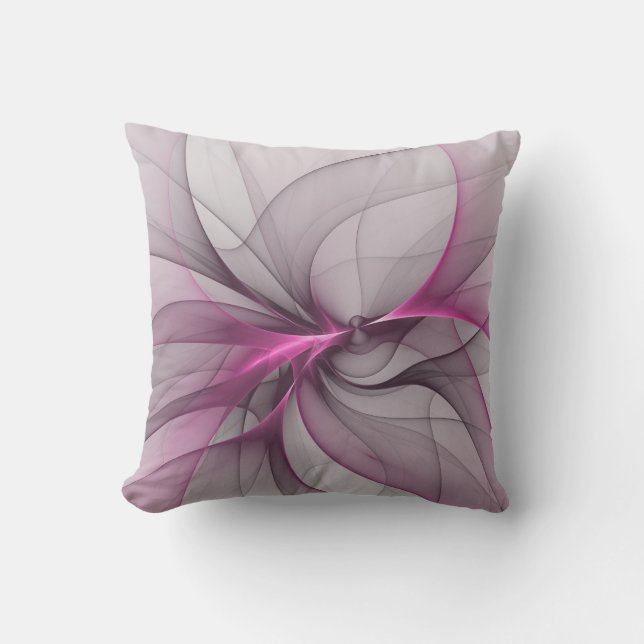 Elegantes Chaos Modernes Abstraktes Rosa Fraktal K Kissen (Vorderseite)