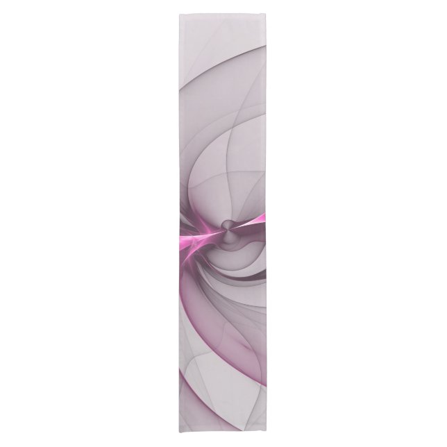 Elegantes Chaos Modernes Abstraktes Rosa Fraktal K Kurzer Tischläufer (Vorderseite)
