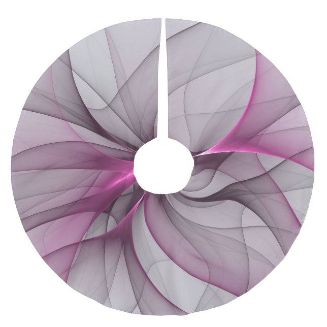 Elegantes Chaos Modernes Abstraktes Rosa Fraktal K Polyester Weihnachtsbaumdecke (Vorderseite)