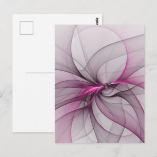 Elegantes Chaos Modernes Abstraktes Rosa Fraktal K Postkarte