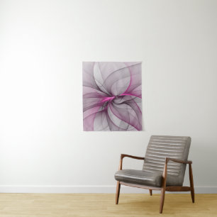 Elegantes Chaos Modernes Abstraktes Rosa Fraktal K Wandteppich