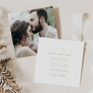 Elegantes Charm Foto White Gold Einladungen für Ho