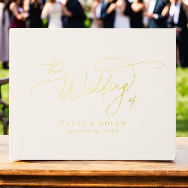 Elegantes Charm Ivory Gold Foil Wedding Gästebuch (Elegant Charm Ivory Gold Foil Wedding Guest Book)