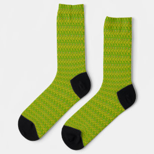 Elegantes Chartreuse-Grün-Blumenmuster Socken