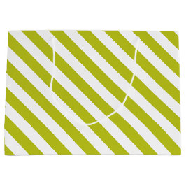 Elegantes Chartreuse- und Weiß-Streifenmuster Große Geschenktüte