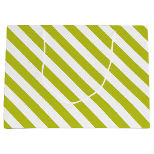 Elegantes Chartreuse- und Weiß-Streifenmuster Große Geschenktüte