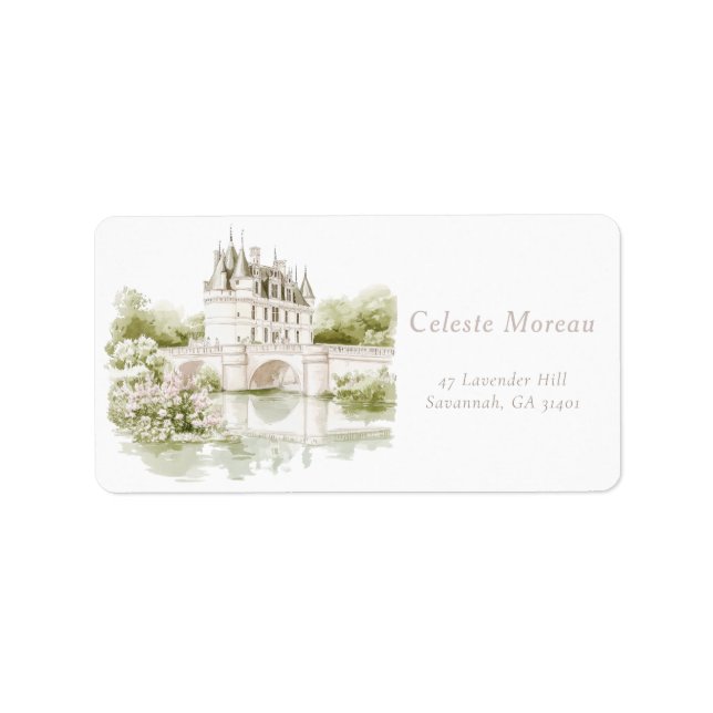 Elegantes Chateau Französische Romantik Brautparty Adressaufkleber (Vorne)