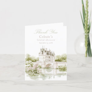 Elegantes Chateau Französische Romantik Brautparty Dankeskarte