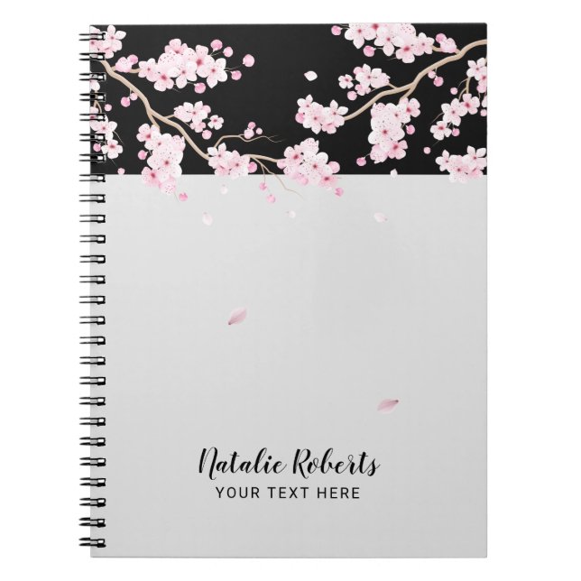 Elegantes Cherry Blossom BlumenNotebook Notizblock (Vorderseite)