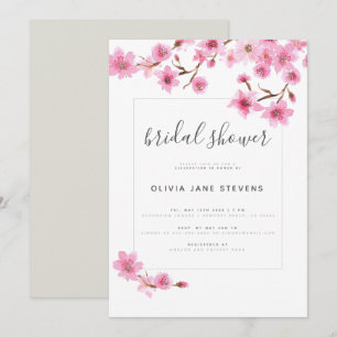 Elegantes Cherry Blossom Blumenrahmen Brautparty Einladung